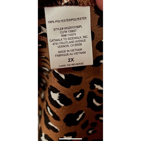 NWT Pleione Plus Size  Satin Button Up Dark Brown Leopard Top Women’s Size 2x - Picture 7 of 12
